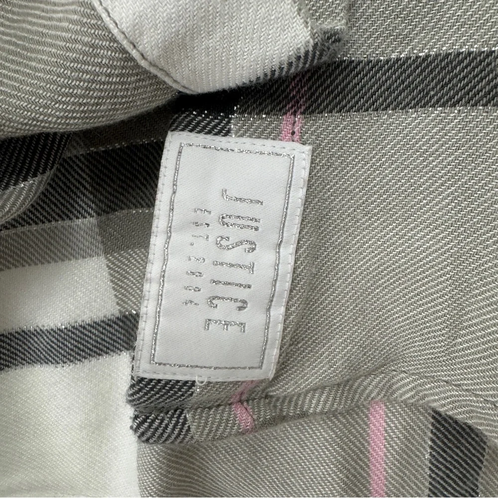 Justice Plaid Pink and Gray Flannel Size 14
